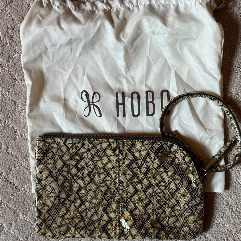 Hobo Sable Metallic Python Snake Print Leather Wr… - image 2